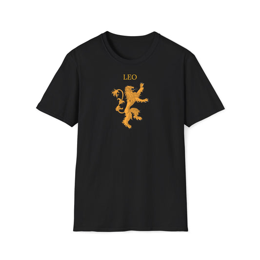 Medieval Leo Zodiac T-Shirt - Regal Gold Lion Design by rudere